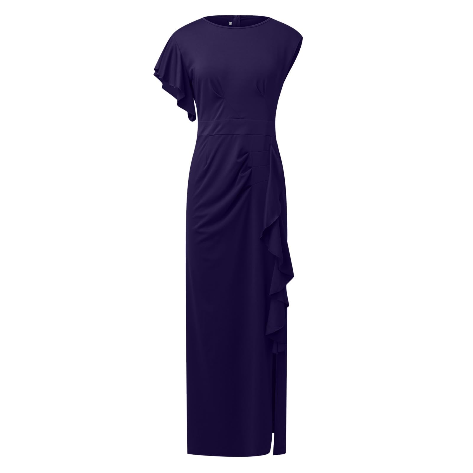 Cocktailkleid Damen Rundhals Meerjungfrau Midikleid Elegant