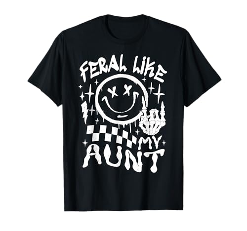 Feral Like My Aunt Tie Dye Funny Feral Nephew Niece Auntie T-Shirt