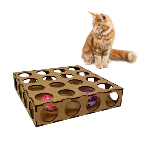 Brinquedos para Gatos Labirinto com Bolinhas Guizo mdf 2 Bolinhas
