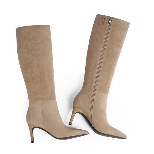Image of Knee High Boots Women Pointed Toe Stiletto Heel Tall Boots Fall Long Boots