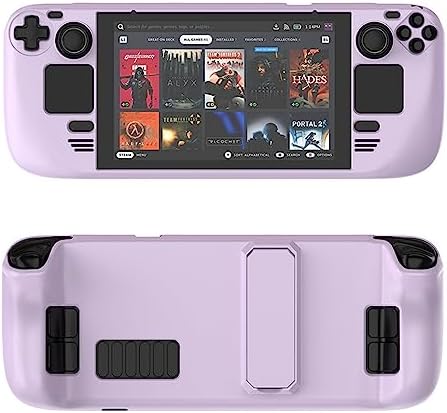 Protective Case for Steam Deck with Stand, Colorful PC Skin-Friendly Cover Protector for Steam Deck Game Console Drop-Proof Case with Full Protection (Light Purple)