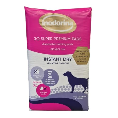 Inodorina Tap Instant Dry 30pz 60x60 - Tappetini Assorbenti per Cuccioli e Cani Anziani, Assorbono Liquidi in 10 Secondi, Neutralizzano Odori e Prevenzione Macchie Gialle