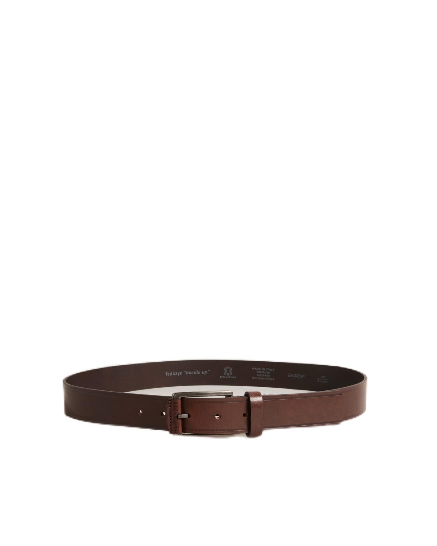 Ted Baker London linded-embossed leather belt, brn-choc, 28" waist
