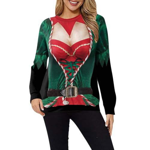 Sweat-shirt col rond femmes Joyeux Noël vert armée taille L