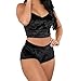 NewBull Women Sexy Lingerie Babydoll Strappy Velvet Pajama Set 2 Piece Sleepwear Camisole with Shorts Outfit (US, Alpha, Medium, Regular, Regular, Black)
