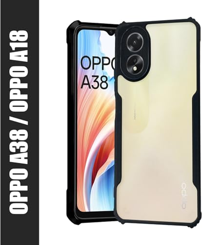 Image of AIBEX Crystal Clear Back Cover Case for Oppo A18 4G / Oppo A38 4G | 360 Degree Protection | Shock Proof Design | Transparent Back Cover Case (PC & TPU, Black Bumper)