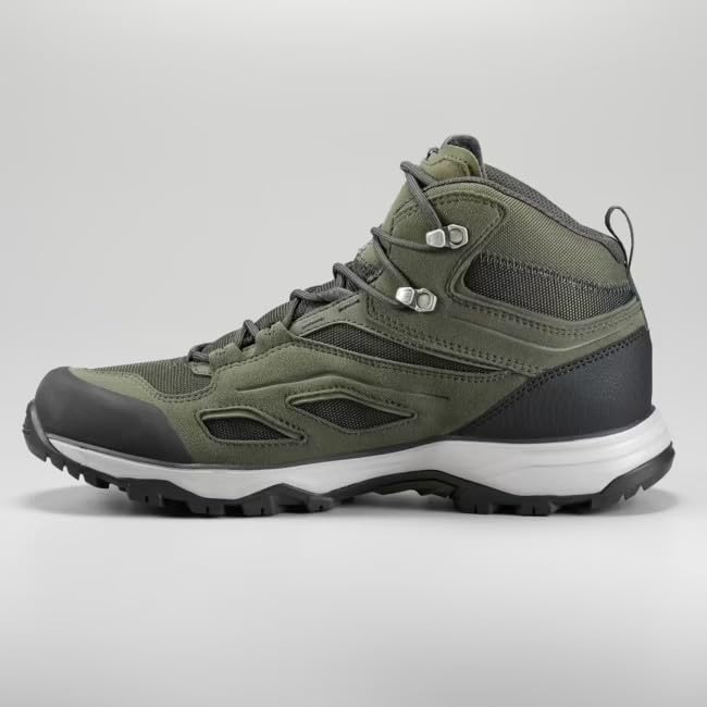 Image of Men Waterproof Hiking Shoes MH100 Khaki