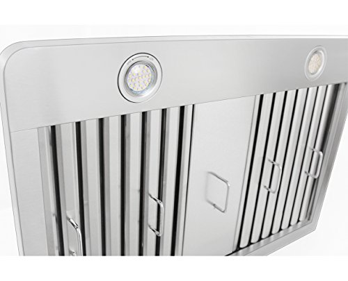 Proline Wall-Mounted Stainless Steel Professional Kitchen Range Hood With Backlit Panel, 900 Cfm, Led Lights, 30" #TOP4