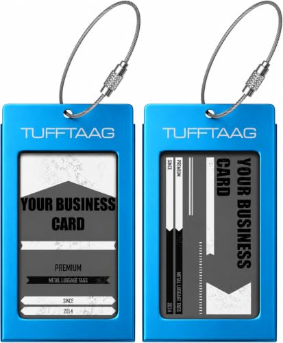 Luggage Tags Business Card Holder by TUFFTAAG - Durable Travel ID Bag Tag