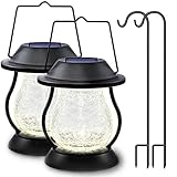 LeiDrail Solar Lantern Outdoor with Shepherd Hook Hanging Lanterns Garden Metal Decorative Light...