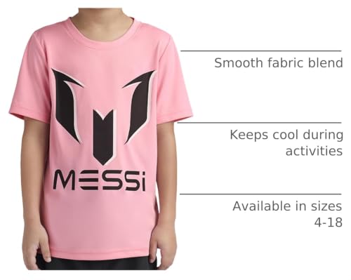 Image of Messi Boys' Lifestyle Short Sleeve Top, Loose-Fit Shirt with Logo, Comfortable, All-Day Wear