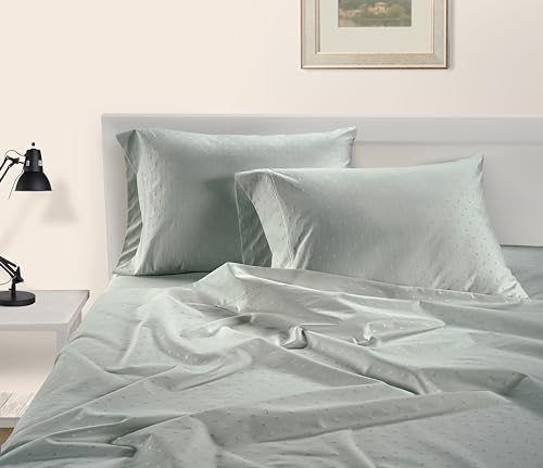 LANE LINEN Pillow Case Covers King, Set of 2, 100% Egyptian Cotton Sateen, Soft Cool & Smooth 1000 Thread Count Pillow Cases - Swiss Dot - Mineral