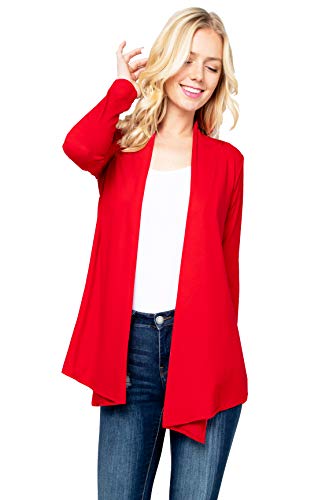 Image of Women's Drape Front Open Cardigan Long Sleeve (S-2X, Made in USA)