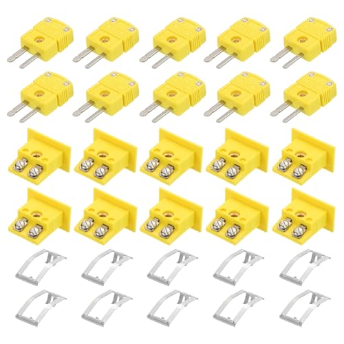 Conectores de cable termopar tipo K mini enchufe de panel hasta 220 °C, juego de 10