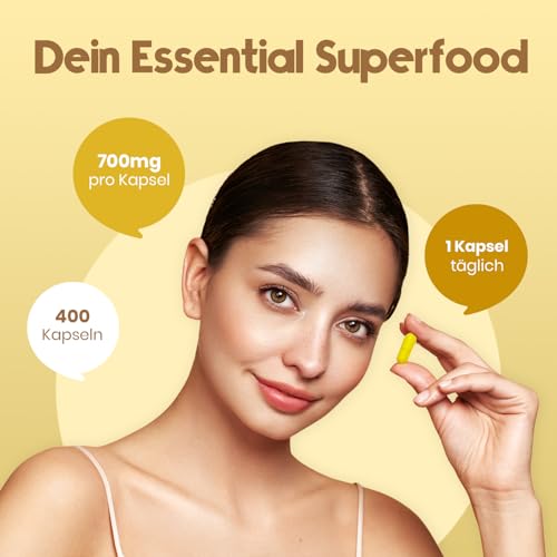 Kurkuma Kapseln Hochdosiert - 400 Kapseln (13 Monate) mit 700mg mit Curcumin & Piperin - vegan und mit Liebe aus Deutschland - Curcuma Kapseln - Laborgeprüft - Verpackung kann variieren