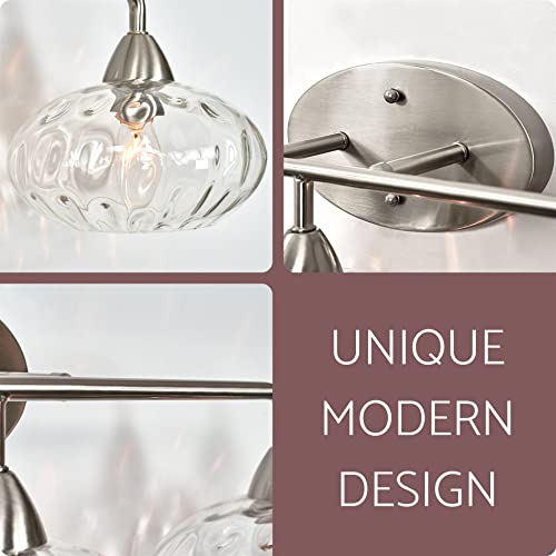 Kira Home Marina 26" Modern 3-Light Vanity/Bathroom Light + Hammered Glass Shades, Brushed Nickel Finish #TOP3