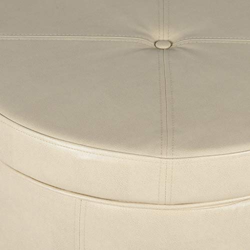 Homepop K6862-E848 Round Leatherette Storage Ottoman thumb #6