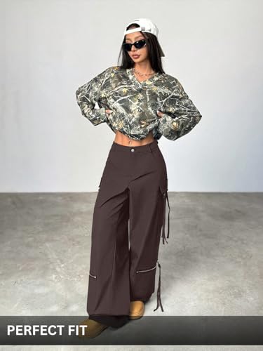 Image of GRECIILOOKS Cargo Pants for Woman | Trousers for Womans |High Waist Cotton Trouser Flared Parachute Pants with Side Pockets |Womens Cargo Pant | Elegant for College & Events (Available in Plus Size)