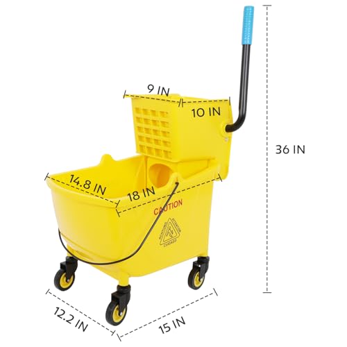 Image of FAHKNS Commercial Mop Bucket with Wringer, 35 Quart Industrial Mop Bucket with Commercial Mop, [No Need to Change Water Frequently], Mop and Bucket Set