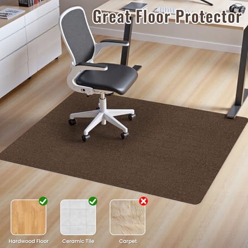 Image of Sycoodeal Office Chair Mat for Hardwood Floor,Slip Resistant Floor Mat for Office Computer Gaming Chair,Heavy Duty Floor Protector for Rolling Chairs,Easy to Clean,Coffee(36 inchx48 inch)
