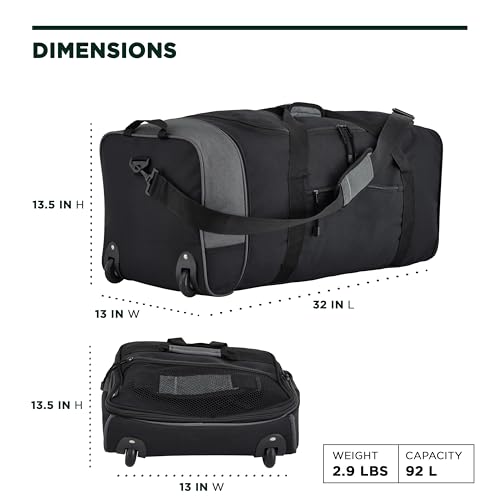 Travelers Club B-86032-001 32-Inch Collapsible Expandble Travel Rolling Duffel Bag thumb #1