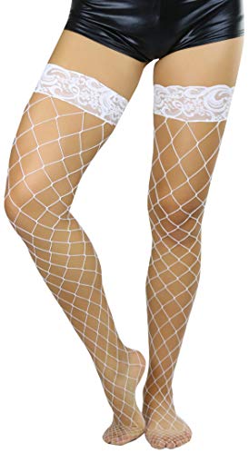 Image of ToBeInStyle Women's Vibrant Large Net Fishnet Thigh High Elastic Nylon Novelty Stockings
