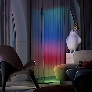 MMcRRx Smart RGB staande lamp, led, dimbare hoekwandlamp, minimalistische hoekwandlamp, traploos dimmen en lamp met kleurwisselsfeer, 154 cm (61,4 inch) zwart, voor lobby, feest, pub, speelkamer