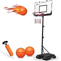 Tragbarer Basketballkorb Outdoor Indoor 190 cm hoch, Schwimmbad Basketball Hoop mit Ball & Standfuß, Basketballkorb für Kinder Jugendliche Erwachsene im Garten