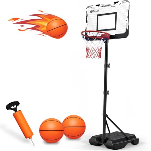 Tragbarer Basketballkorb Outdoor Indoor 190 cm hoch, Schwimmbad Basketball Hoop mit Ball & Standfuß, Basketballkorb für Kinder Jugendliche Erwachsene im Garten