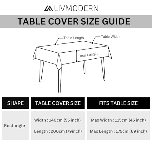 Image of Livmodern Premium PVC Waterproof Dining Table Cover 6 Seater (55 by 78 inch) - Modern Elegant Design, Spill Proof & wipeable 140 by 200cm - Floral Garden
