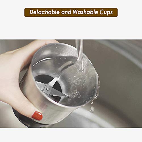 CHULUX Electric Stainless Steel Coffee Spice Grinder,70g Capacity Detachable Grinding and Chopping Cups with Built-in SS304 Blades for Dry/Moist Food,Plus a Cleaning Brush
