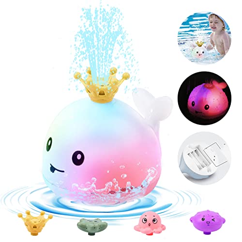 cykapu Badespielzeug Wasserspielzeug Baby Badewannenspielzeug Musikalisches elektrisches Automatische Induktions Wal Spray Spielzeug Mit Überkopfdekoration Babyspielzeug für Kinder ab 3 Jahre (Beluga) Cover