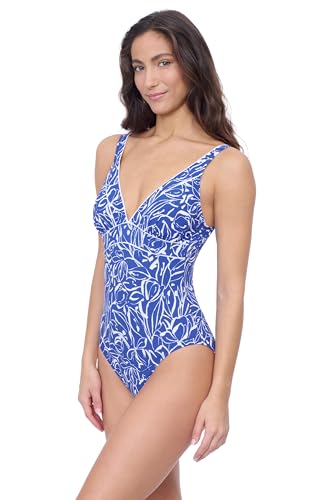 Profile by Gottex Womens Royal Blue V Neck One Piece Bathing Swimsuit with Soft Cups Tummy Control and Adjustable Straps2