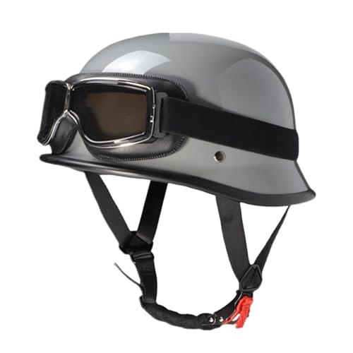 Casco Motocicleta Half-Helmet con Gafas Cascos Jet Retro Cascos Aleman Moto Homologado ECEDOT Unisexo Patinetes Cascos Chopper Ciclomote Cascos 4,4XL(67~68cm)