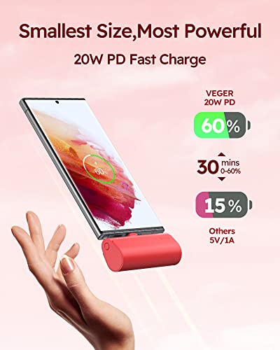 Veger Portable Charger, Usb C Power Bank, 5000Mah Mini Battery Pack Fast Charging 20W Small Charging Bank For Samsung Galaxy S21, S20, S10, S9, Note 20, Pixel, Moto, Lg, Oculus Quest, Android Phones #TOP2