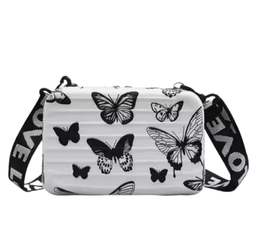 Forever Young Sling Bag for Women and Girls | Crossbody & Mini Suitcase Box- Black&White Pattern with Detachable Shoulder Strap and Convertible into Cosmetic |-picture-27
