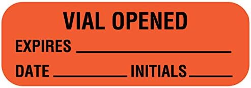United広告ラベル有効期限ラベルバイアル開封有効期限、1-1/2インチ x 1/2インチ、取り外し可能な紙ラベル、蛍光レッド、6