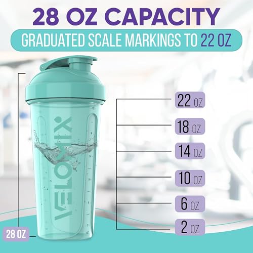 -2 Pack- 28 oz Protein Shaker Bottles for Protein Mixes - 2x Wire Whisk | Leak Proof Shaker Cups for Protein Shakes | Protein Shaker Bottle Pack (Pink/Turquise)