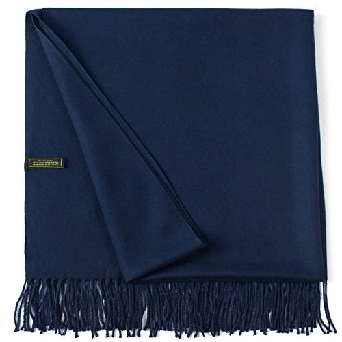 CJ Apparel Dark Blue Navy Blue Solid Color Tassels Design Nepalese Shawl Scarf Wrap Stole Throw Head Wrap Pashmina Hand Made in Nepal New3