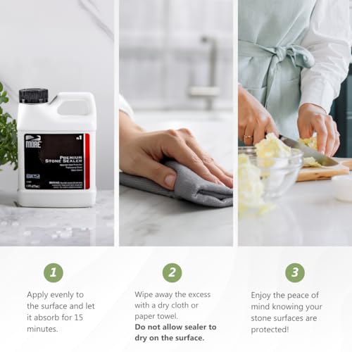 MORE Premium Stone Sealer - Water Based Formula - Protection for Natural Stone and Tile Surfaces [Pint / 16 Oz.] - Thumbnail 5