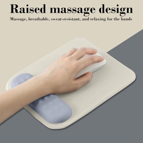 Image of Mouse Pad with Gel Wrist Rest Support, Ergonomic Mouse Cushion with Non Slip Rubber Base Mouse Pad for Laptop, Computer, Gaming, Office (Cream, Rectangular)
