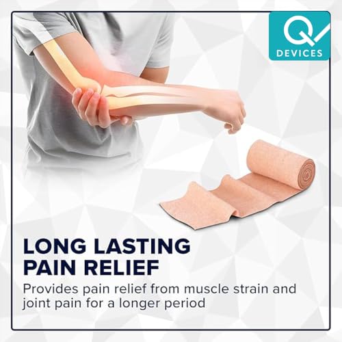 Image of Q DEVICES Elastic Crepe Bandage for Pain Relief (10 cm x 4 m) | Skin-Friendly Breathable Cotton Crepe Bandage for Sports Injuries, Sprains, Joint Support & Varicose Veins