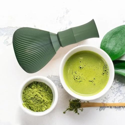Matcha Whisk Set - Reusable Resin Whisk for Stirring Matcha Powder, Hot Chocolate & Milk Frothing, Easy to Clean Tea Ceremony Tool & Kitchen Gadget (Green)