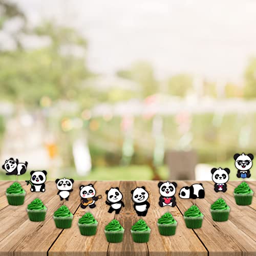 Image of FestikoCute Cartoon Panda Birthday Party Supplies,Children Party Decoration,Girl Birthday Party Decoration Cup Cake Toppers (10 Pcs)