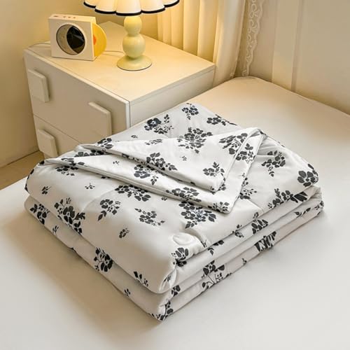 DOTBUY-SHOP Edredon Verano 2.5 TOG Cubrecama Suave Ligero y Transpirable Bedspreads Quilts Cama Multiusos para Primavera y Verano Colcha (Blanco y Negro,150x200cm)