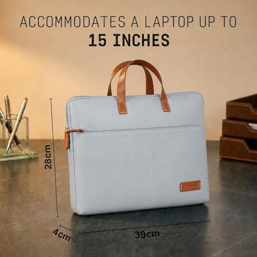 Image of Giftana 6 in 1 Laptop Bag with Personalized Diary and Pen, Keychain, Card Holder, Mobile Stand with Name, Customized Doctors Day Gift, Diwali Corporate Gift for Employees (Grey)