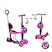 HBIAO Monopattini a Spinta, Scooter per Bambini 5 in 1 Scooter a 3 Ruote Scooter per Bambini per Bambina con Sedile Rimovibile Regolabile in Altezza e Sedile,Rosa