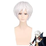 QWIFCMJF Cosplay Wig Axis Powers Hetalia APH HETALIA Gilbert Beillschmidt Wig Cosplay Costume Kingdom of Prussia Short Wig Role Play +Wig Cap