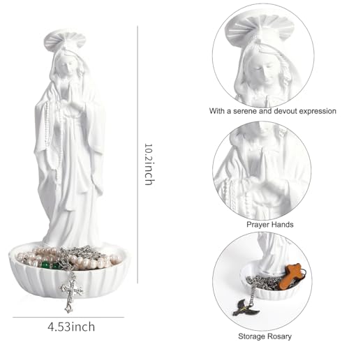 Estatua Virgen María Católica Blanca 25.9 cm Resina miniatura 2