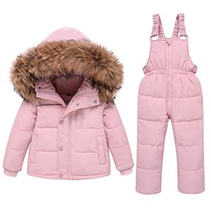 amropi Tuta da Sci per Bambino Unisex Tute Completo da Neve 2 Pezzi Invernale Giacca con Cappuccio e Pantaloni per 1-5 Anni